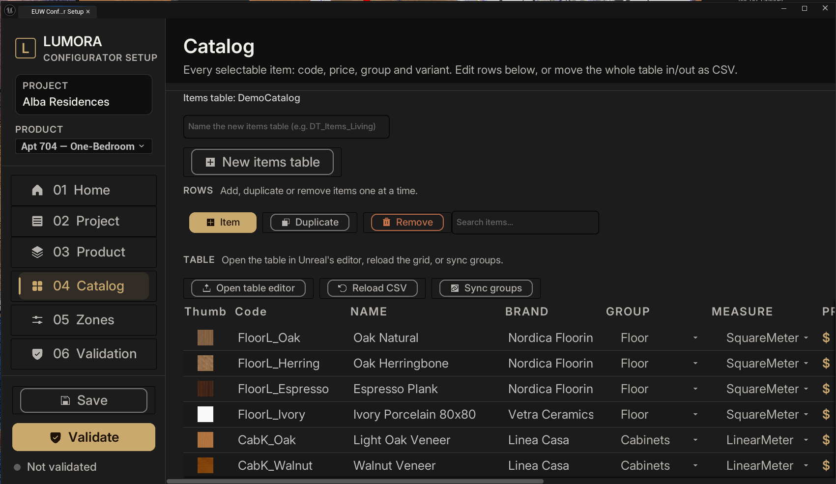 Catalog grid